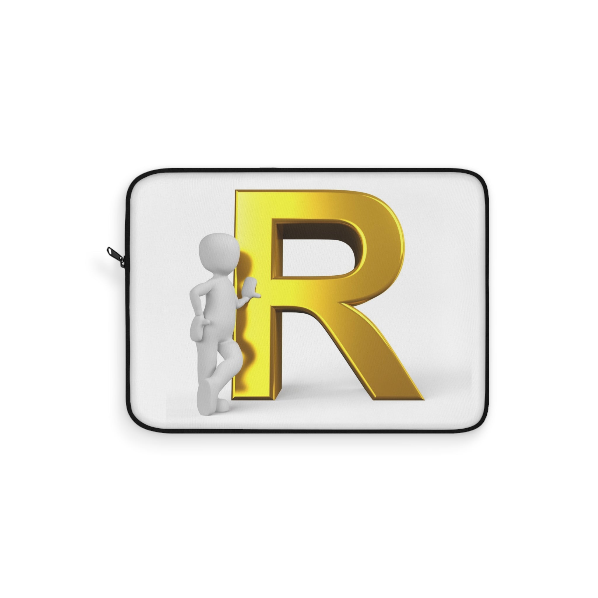 Gold Letter R with 3D Figure Laptop Sleeve | Monogram Initial R