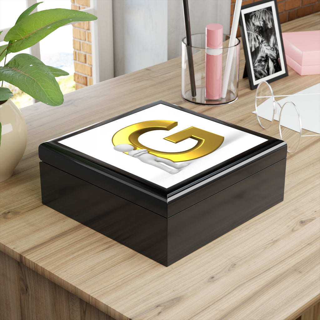 Gold Letter G Monogram Jewelry Box | Initial Keepsake Box