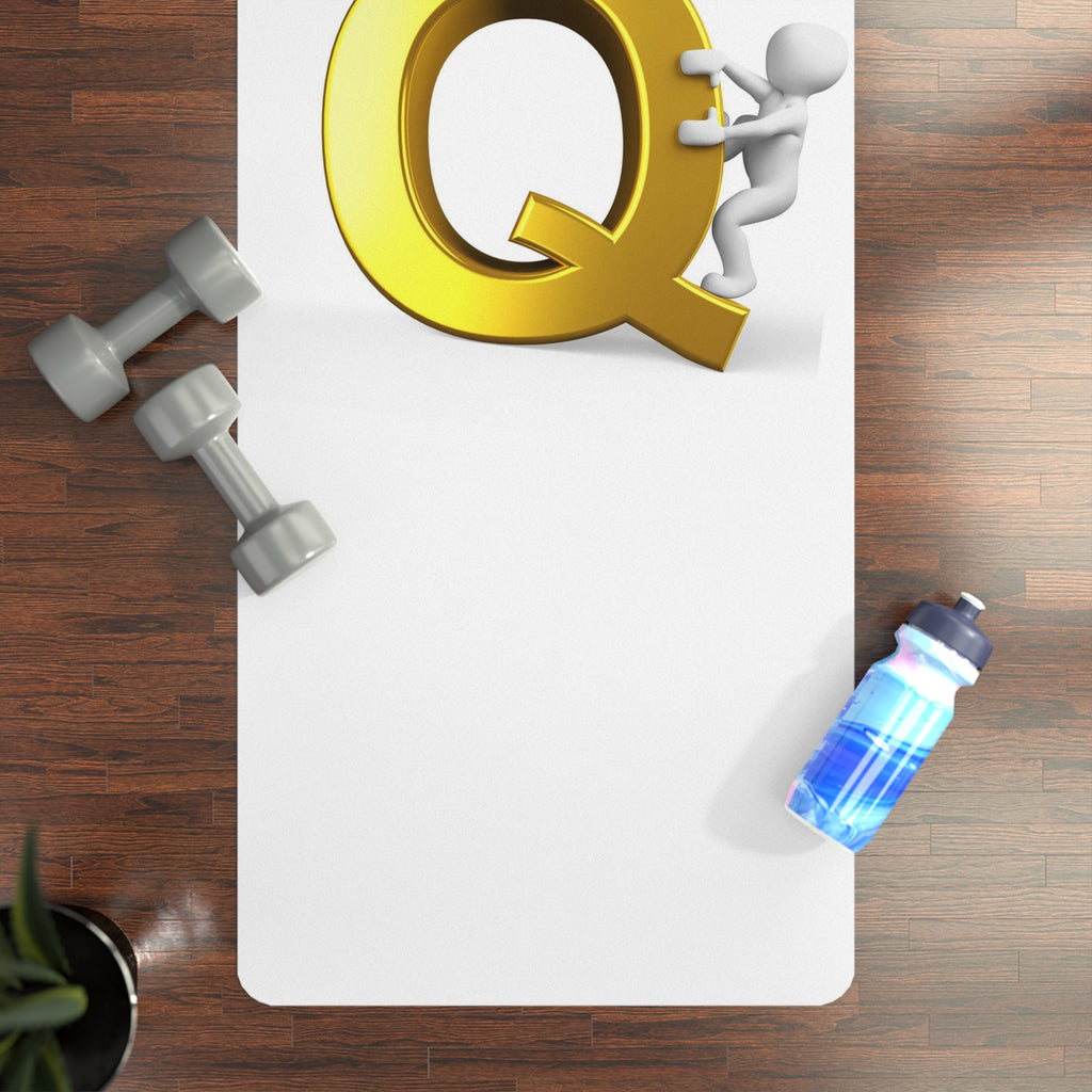3D Gold Letter Q with Figure Rubber Yoga Mat | Alphabet Initial Monogram