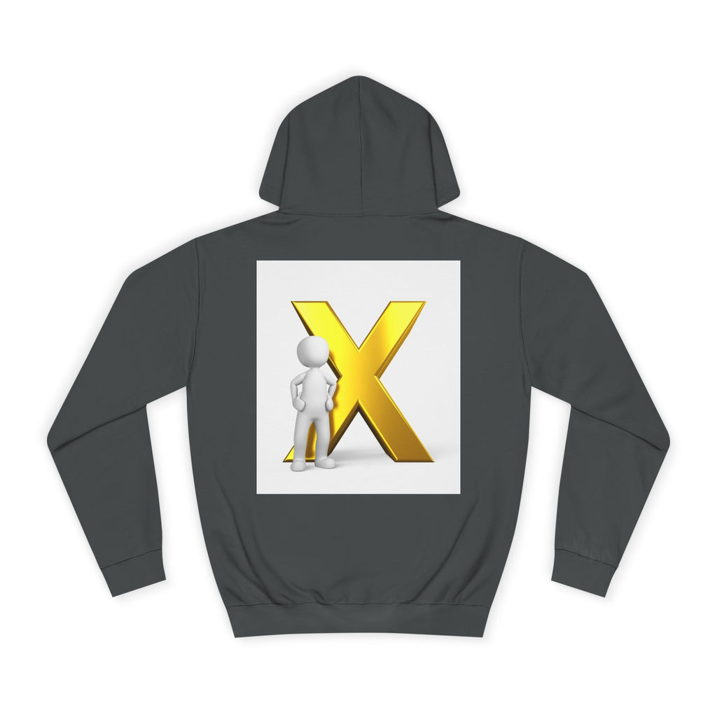 Golden Letter X Graphic Hoodie | 3D Stick Figure Initial X Sweatshirt