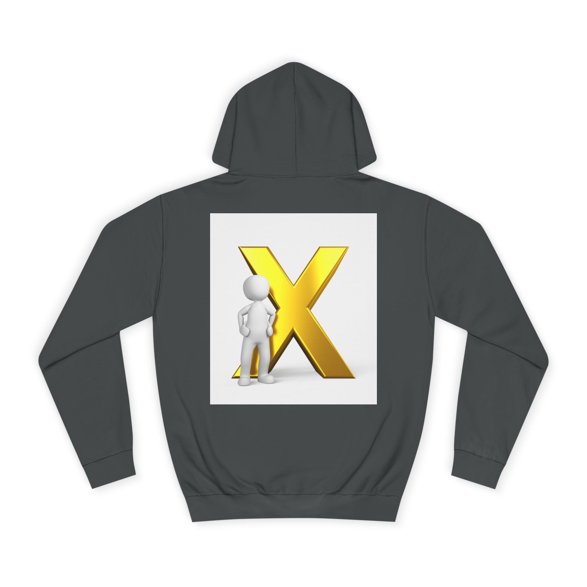Golden Letter X Graphic Hoodie | 3D Stick Figure Initial X Sweatshirt