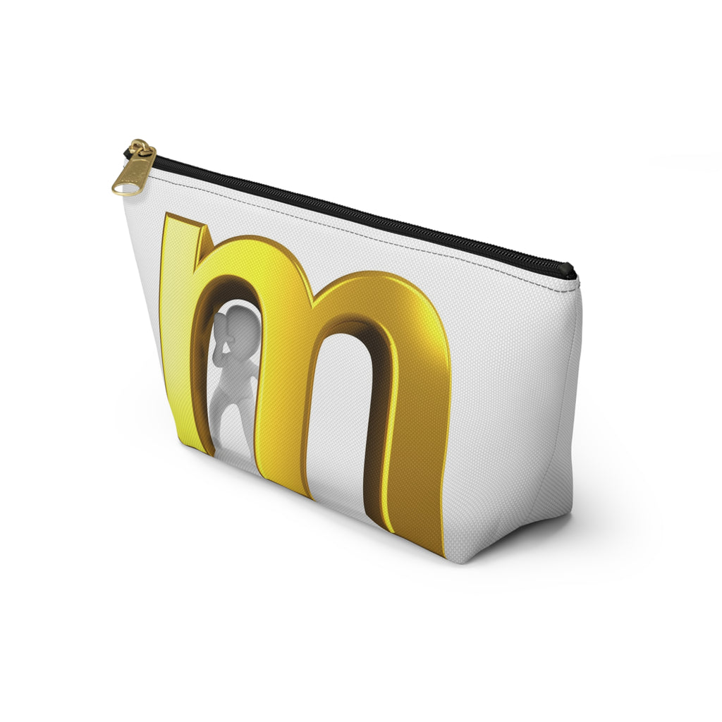 Gold Letter M Monogram Accessory Pouch | T-Bottom Makeup Bag