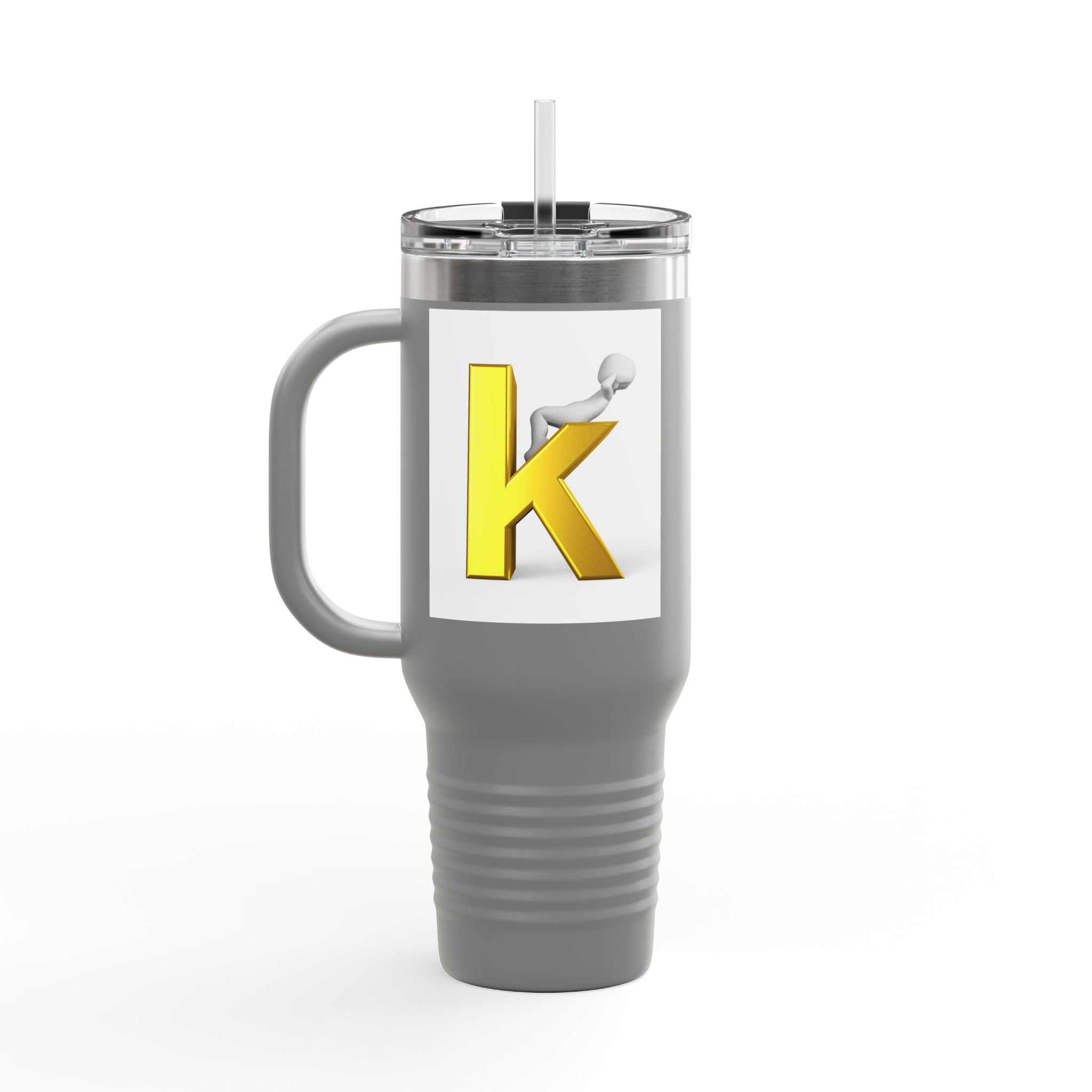 Yellow 3D Letter K Initial Travel Mug | 40oz Insulated Tumbler