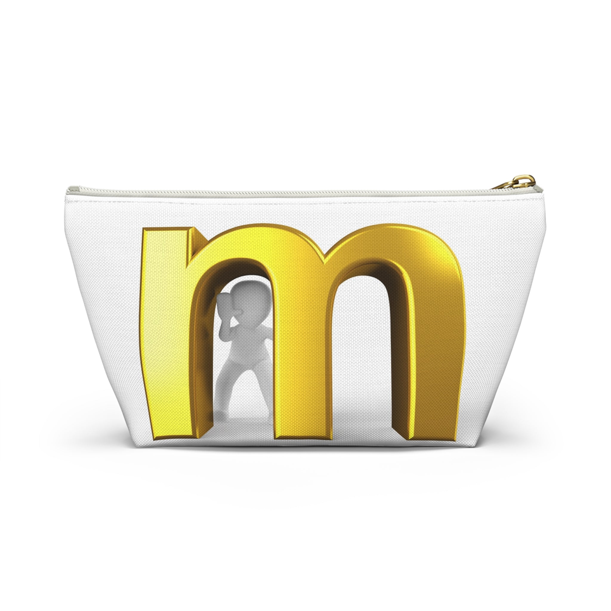 Gold Letter M Monogram Accessory Pouch | T-Bottom Makeup Bag