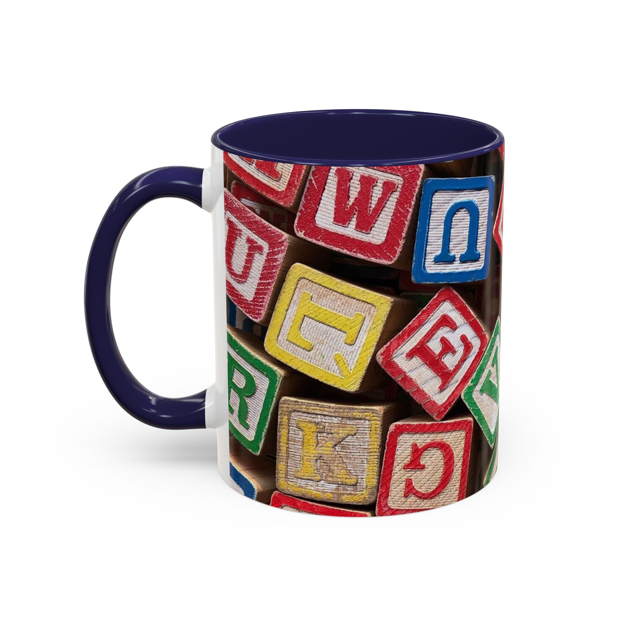 Alphabet Blocks Accent Coffee Mug | Kids Toy Letter Pattern