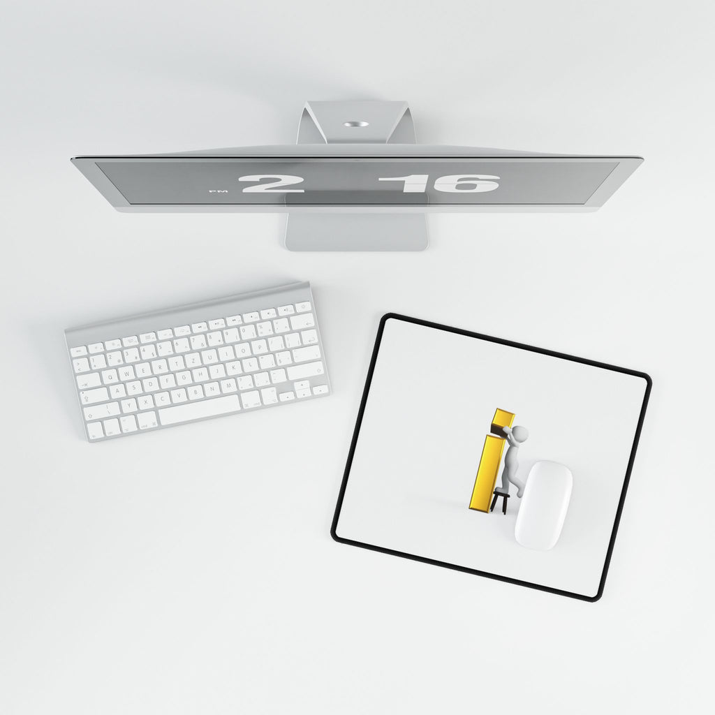 3D Figure Building Gold Letter i Desk Mat | Large Mouse Pad