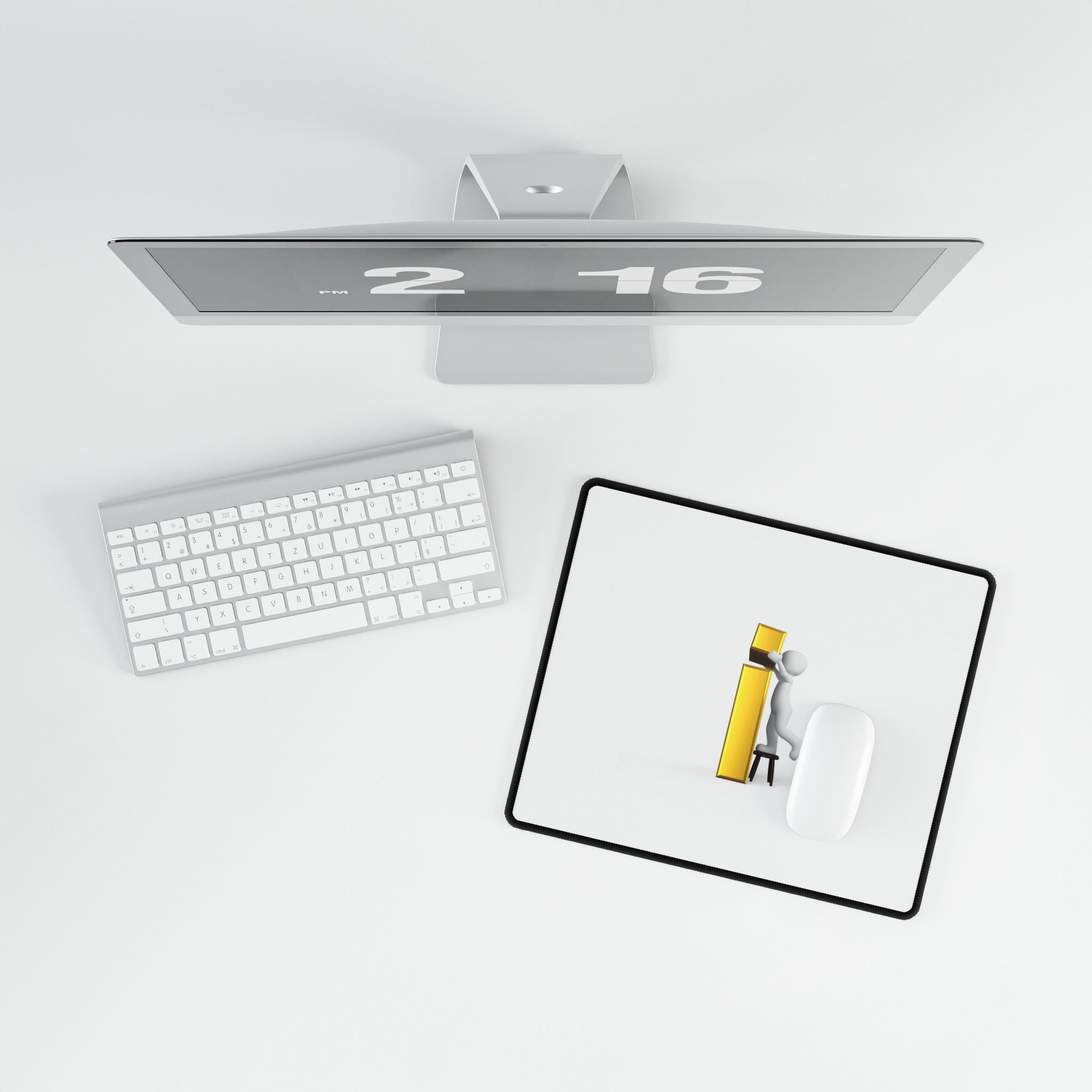 3D Figure Building Gold Letter i Desk Mat | Large Mouse Pad