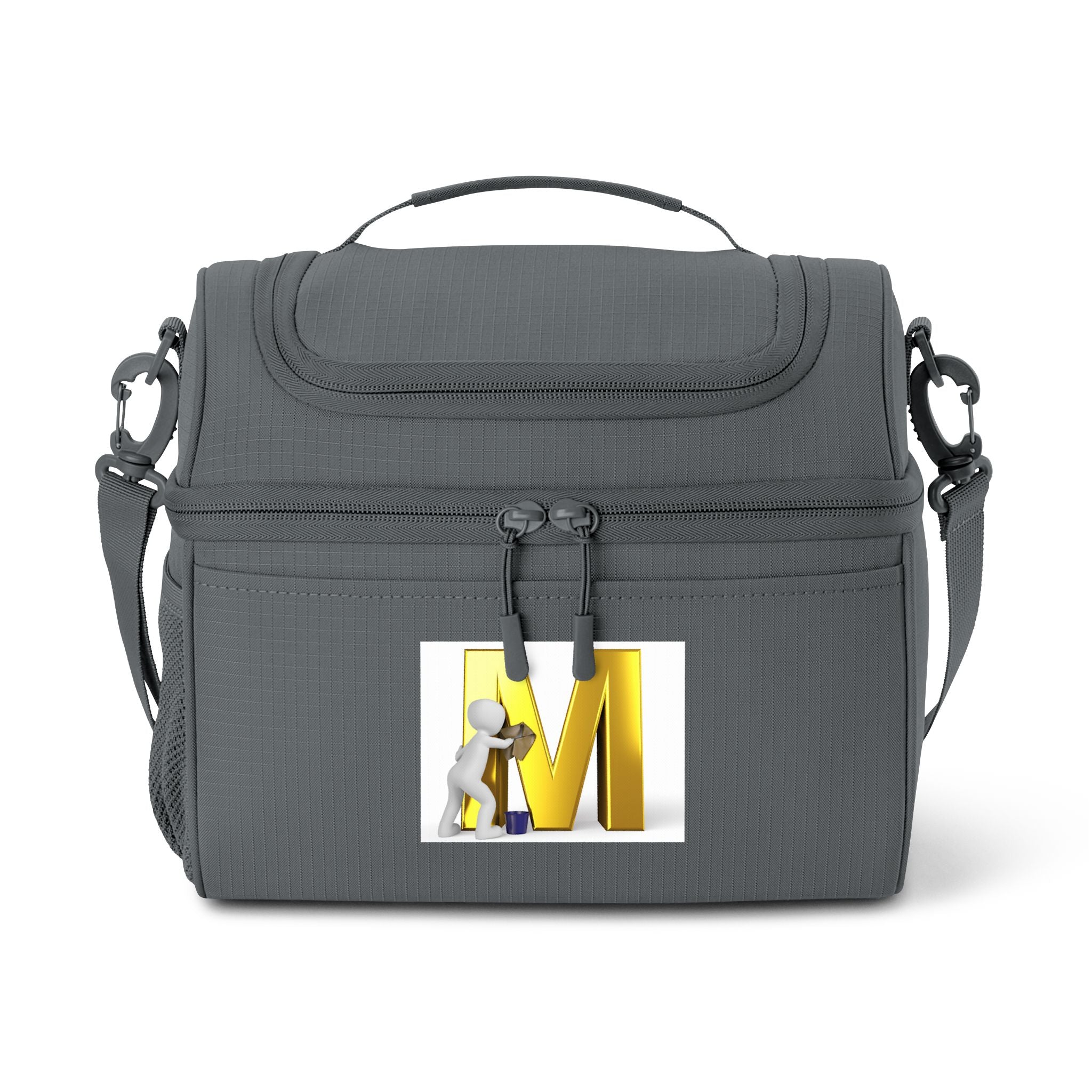 Gold Letter M Monogram Cooler Bag | Initial M Lunch Cooler