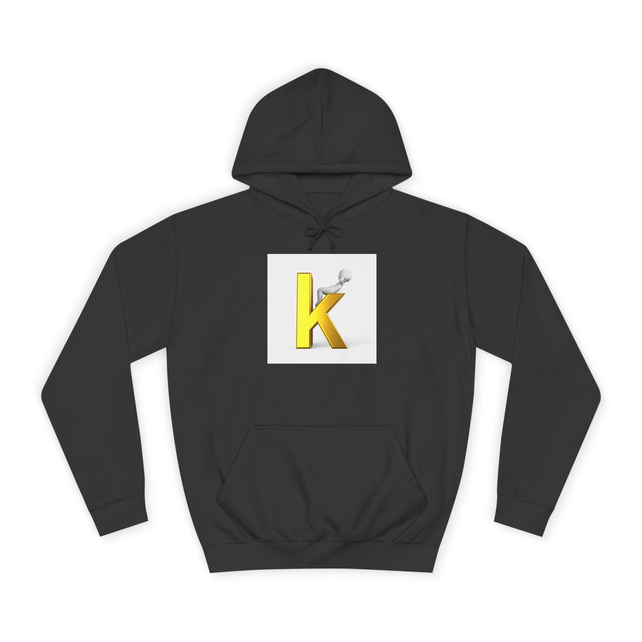 Gold 3D Letter K Hoodie | Monogram Initial K Sweatshirt