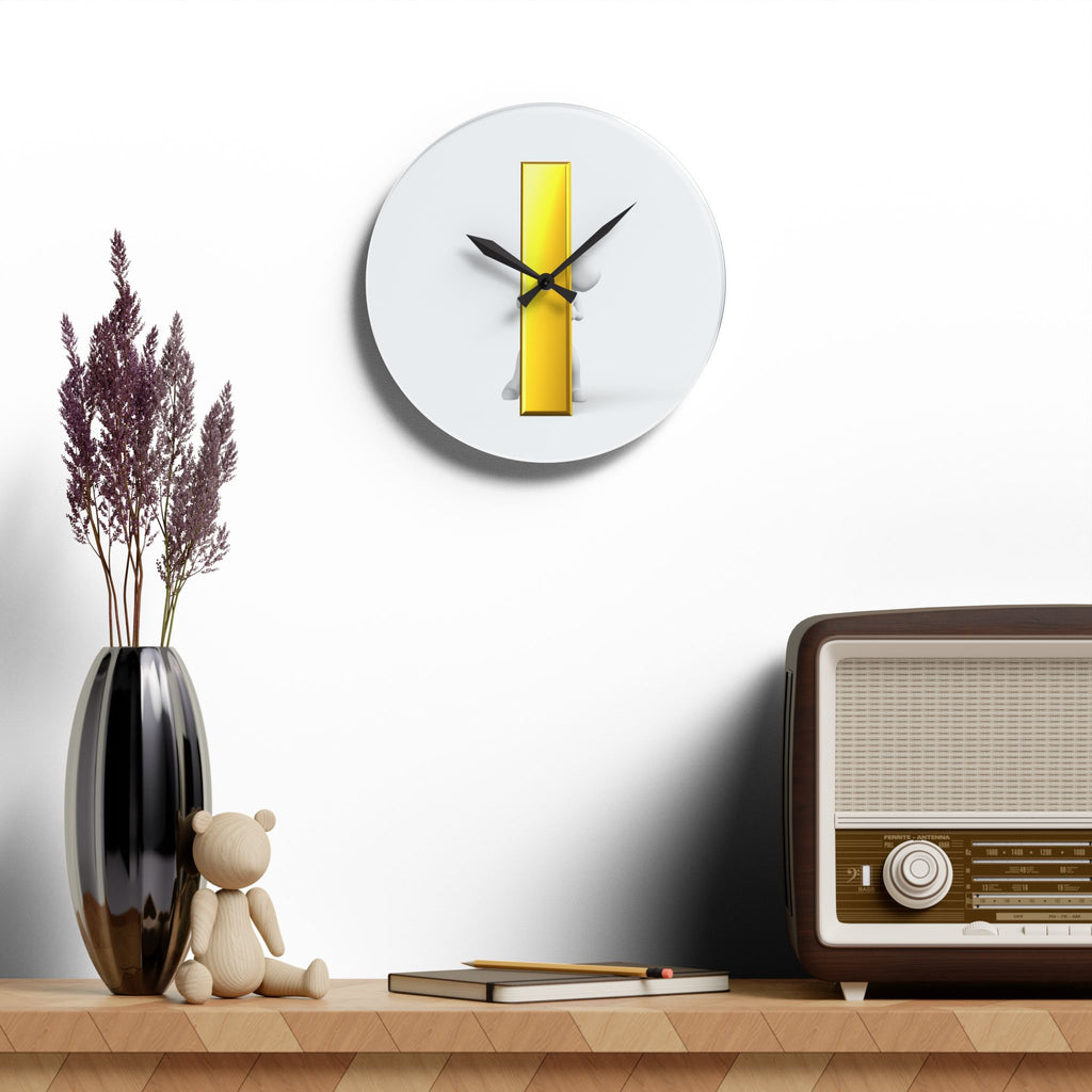 Minimal Gold Letter i Acrylic Wall Clock | Modern Geometric Decor