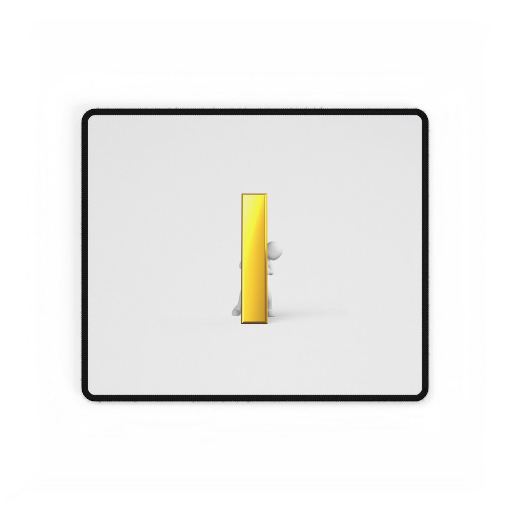 3D Figure Pushing Gold Letter i Desk Mat | Desk Mats