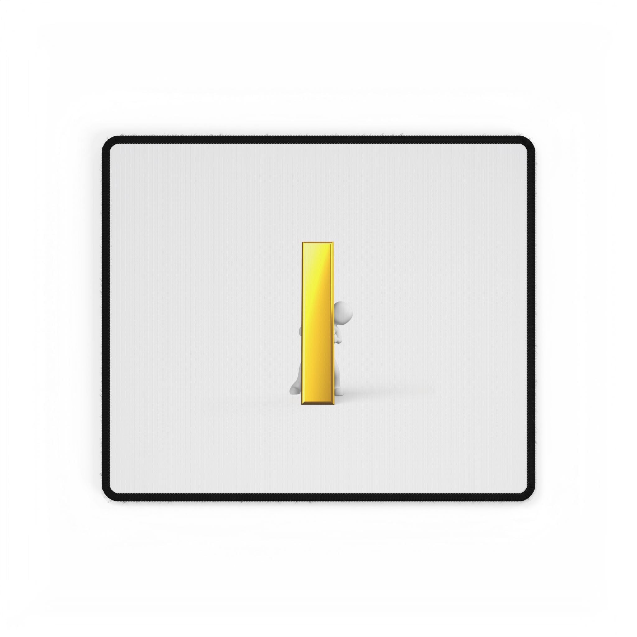 3D Figure Pushing Gold Letter i Desk Mat | Desk Mats