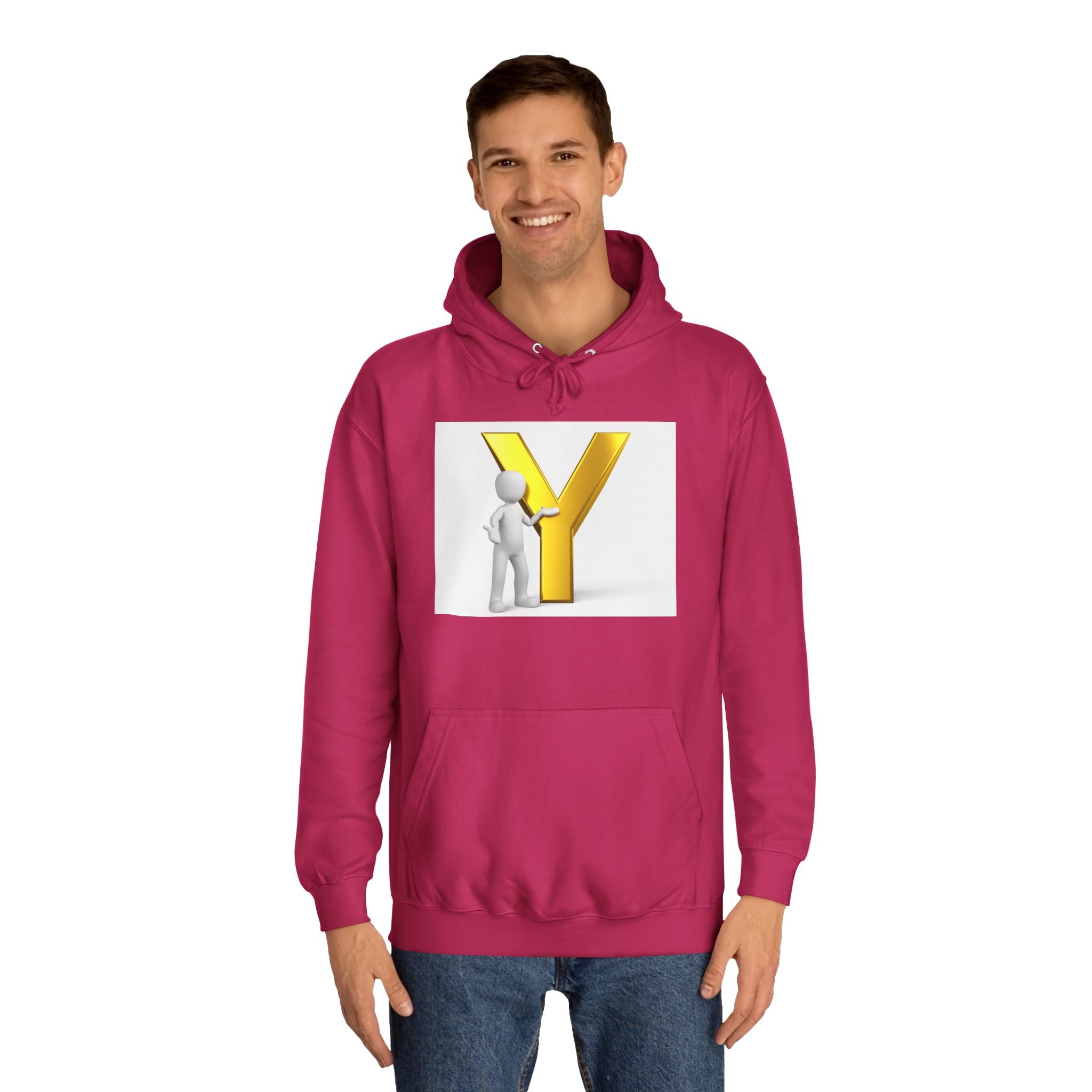 3D Gold Letter Y with Figure Hoodie | Initial Monogram Sweatshirt