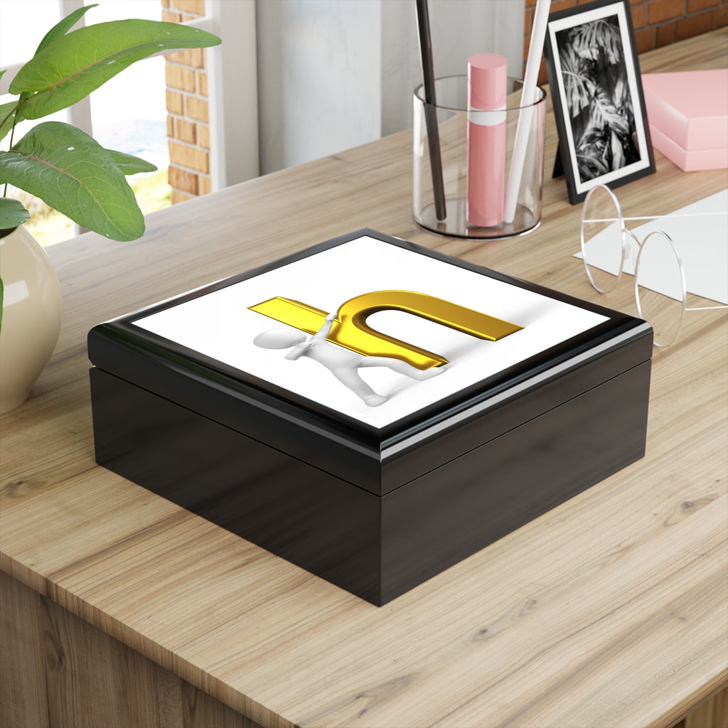 3D Gold Letter H Monogram Jewelry Box | Personalized Initial Keepsake