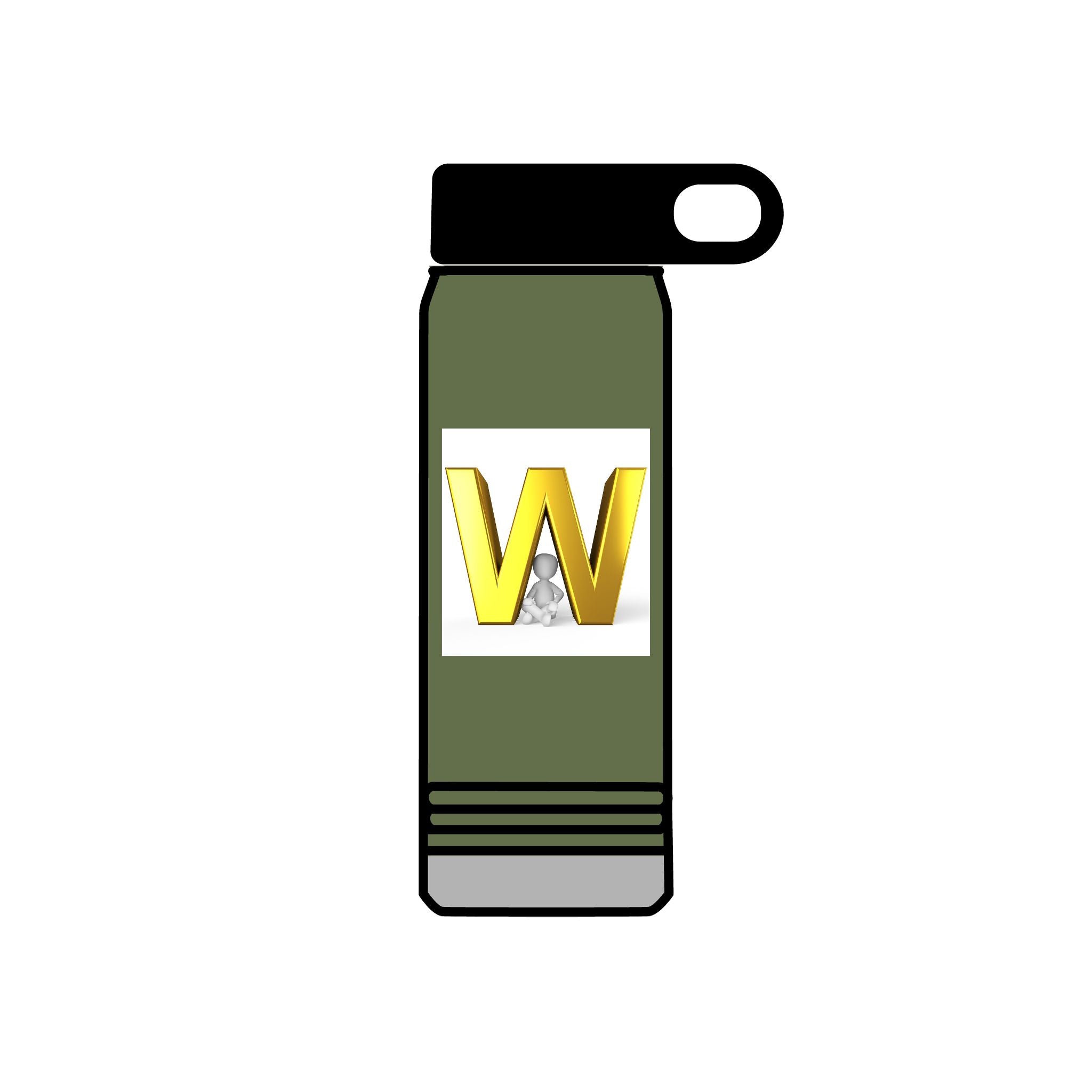Gold Letter W Monogram Water Bottle | 20oz Stainless Bottle