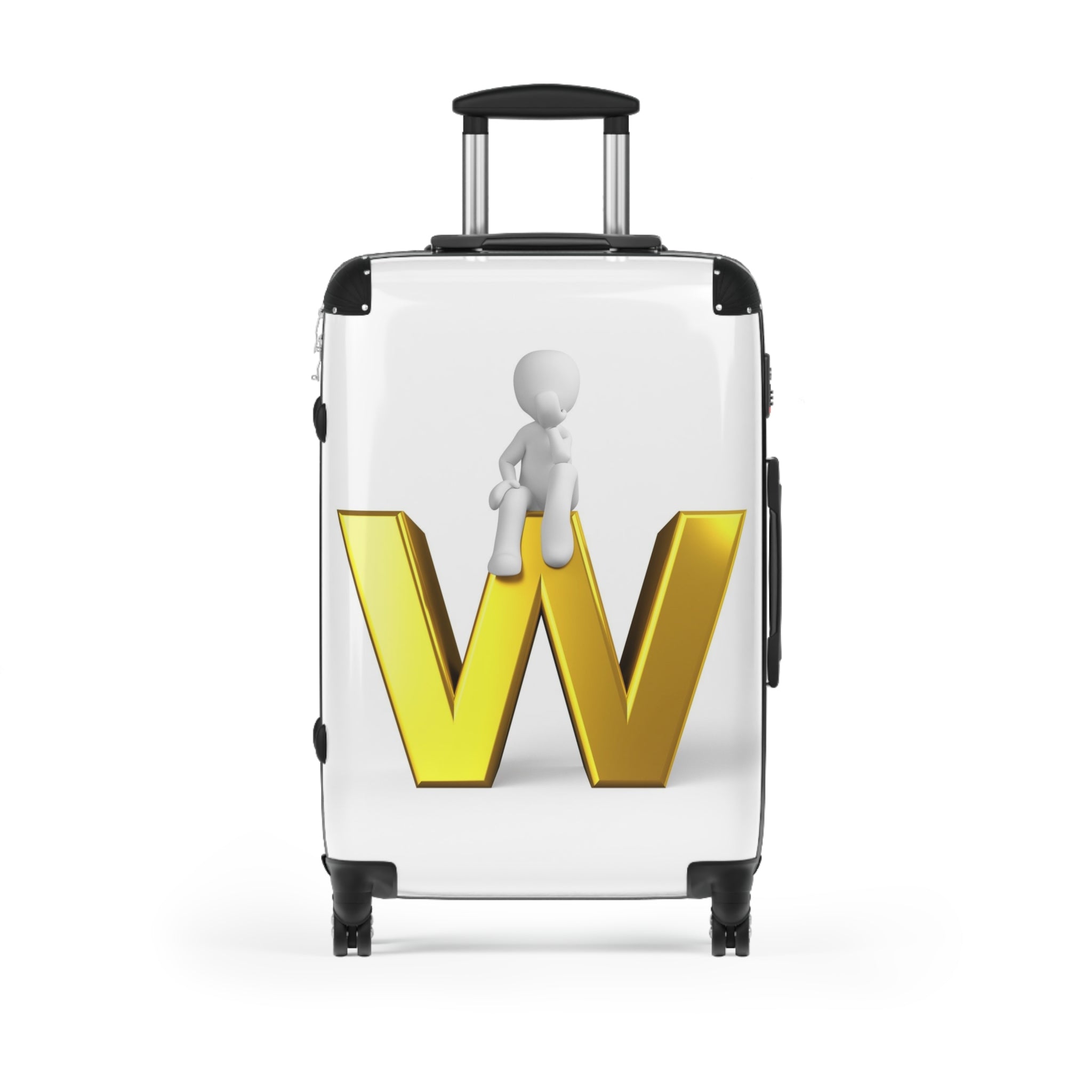 Gold Letter W Monogram Suitcase | Initial Luggage Cover