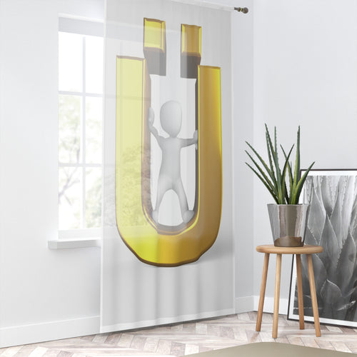 Rideau de fenêtre à chiffres et lettre 3D or Ü | Drapé monogramme alphabétique