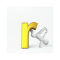 Yellow Letter R with Breaking Through Figure car magnet | Alphabet Initial Letter R