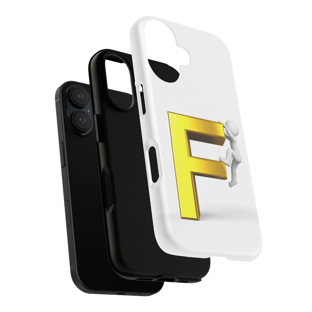 3D Gold Letter F Climber Phone Case | Magnetic Tough Case