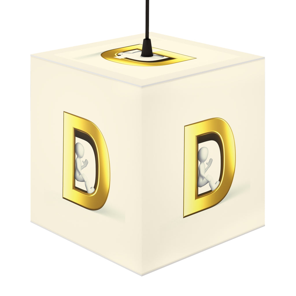 Golden Letter D Light Cube Lamp | Monogram Initial Table Lamp