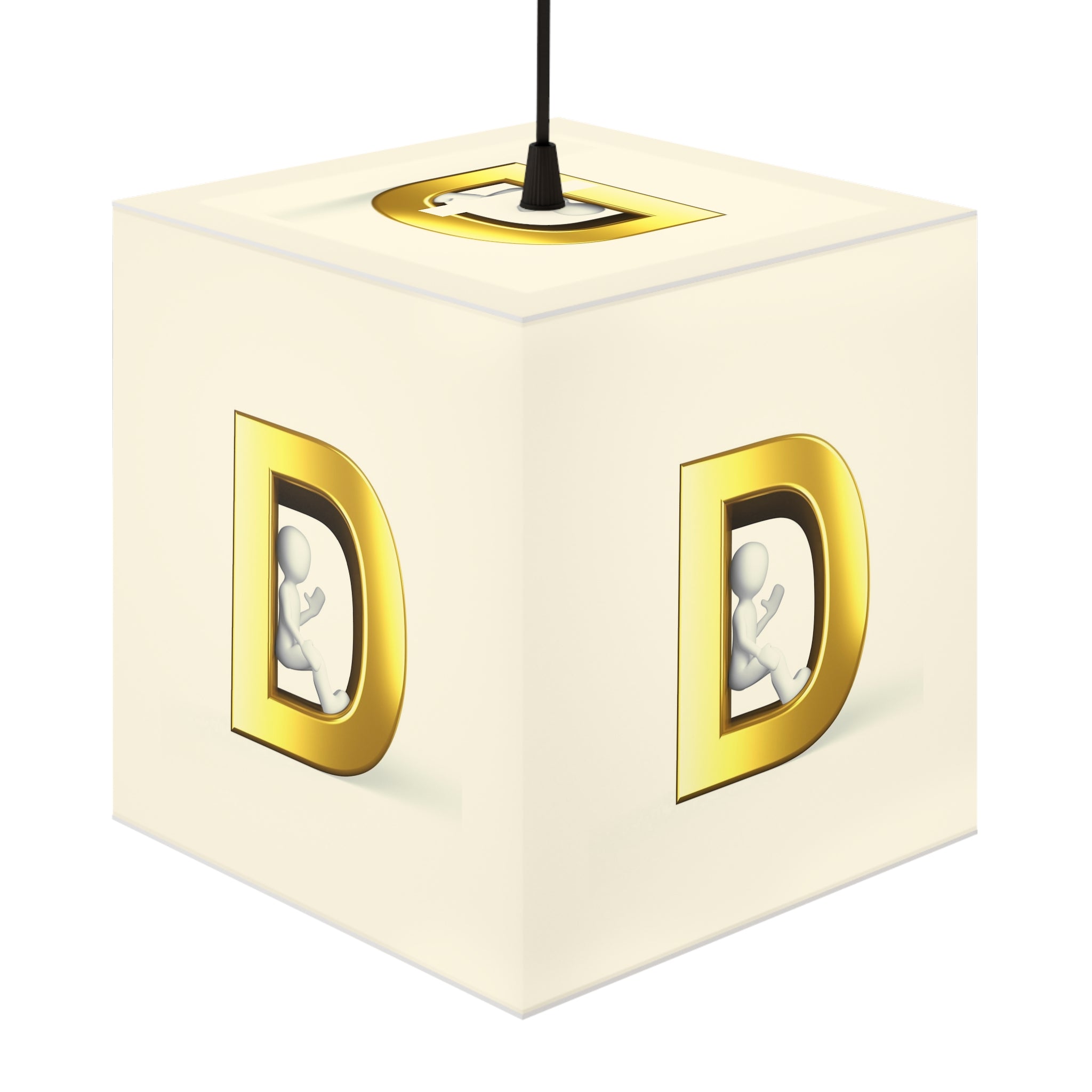 Golden Letter D Light Cube Lamp | Monogram Initial Table Lamp