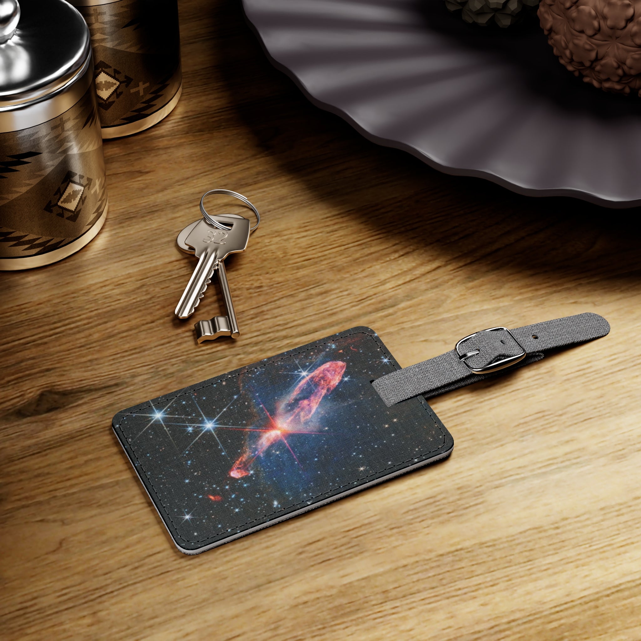 Nebula Space Illustration Luggage Tag | Cosmic Starfield Rectangle