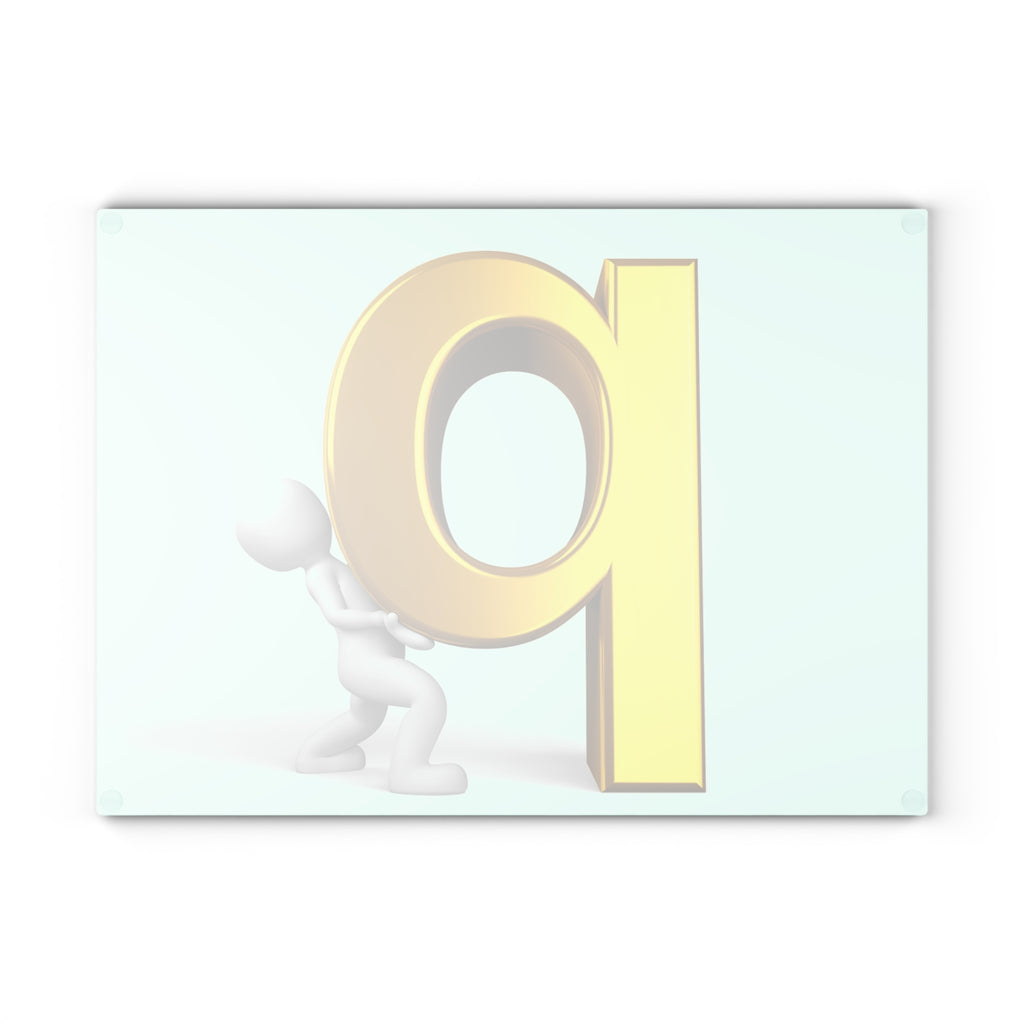 Gold Letter P Illustration Glass Cutting Board | Alphabet Kitchen Décor