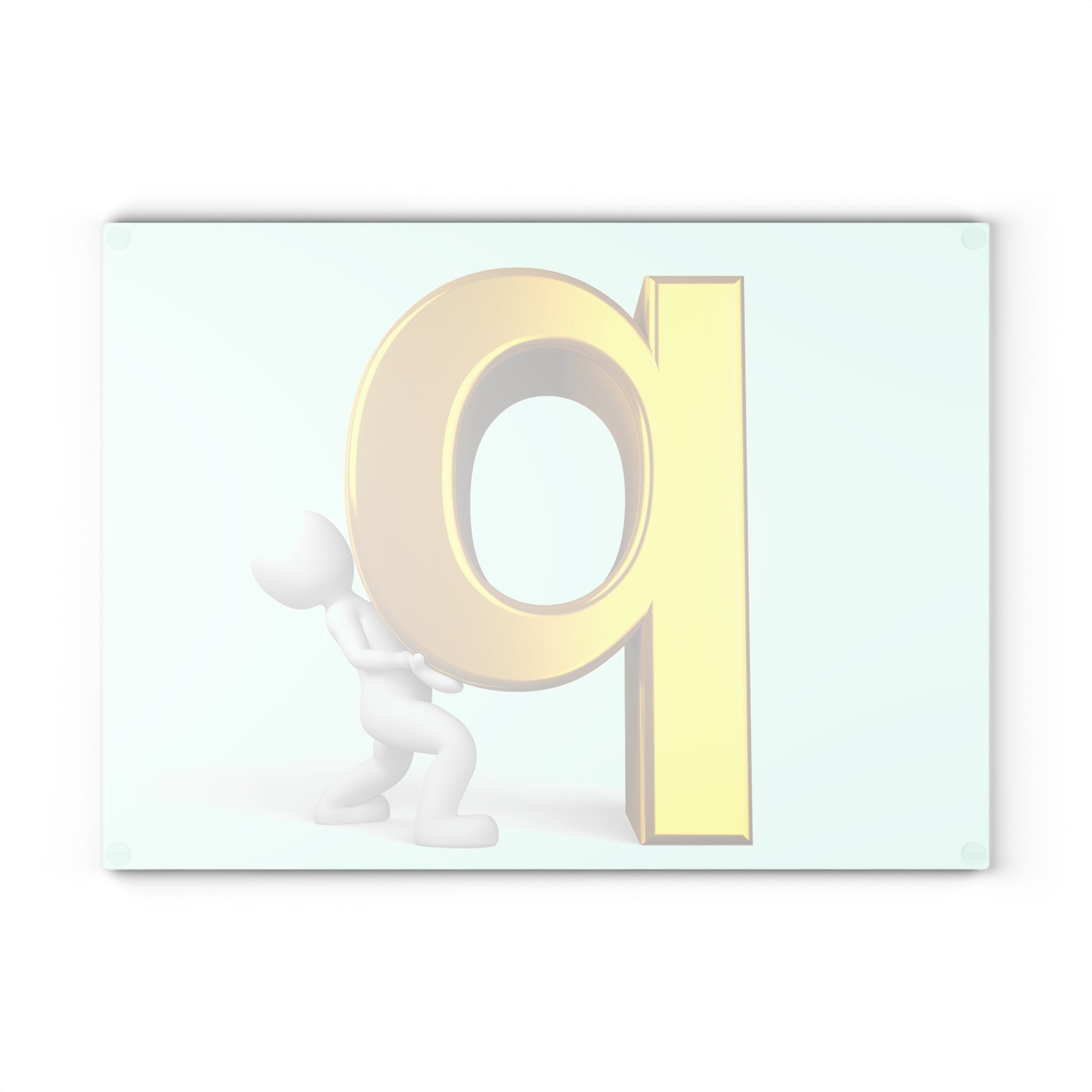 Gold Letter P Illustration Glass Cutting Board | Alphabet Kitchen Décor