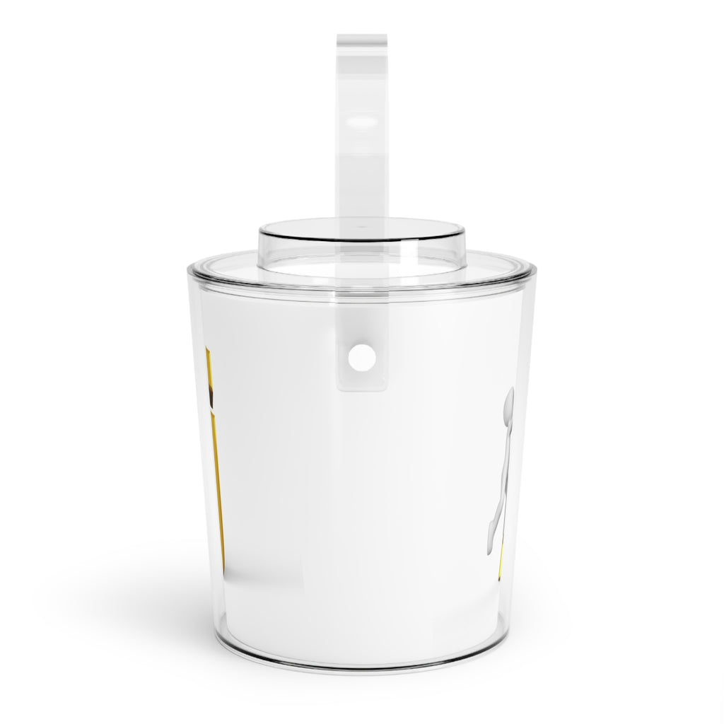 3D Stick Figure with Gold Letter J Ice Bucket | Ice Bucket with Tongs