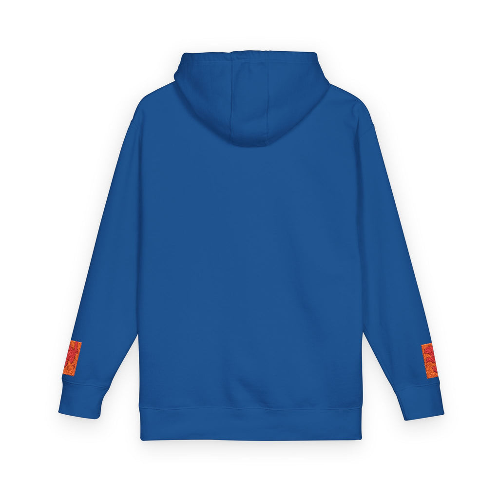Orange Phoenix Pixel Art Hoodie | Square Chest & Sleeve Patch