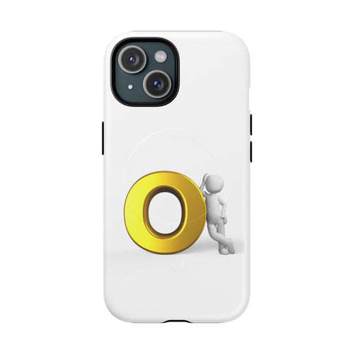 Coque de téléphone 3D en forme de lettre O dorée | Coque magnétique robuste, compatible magnétique