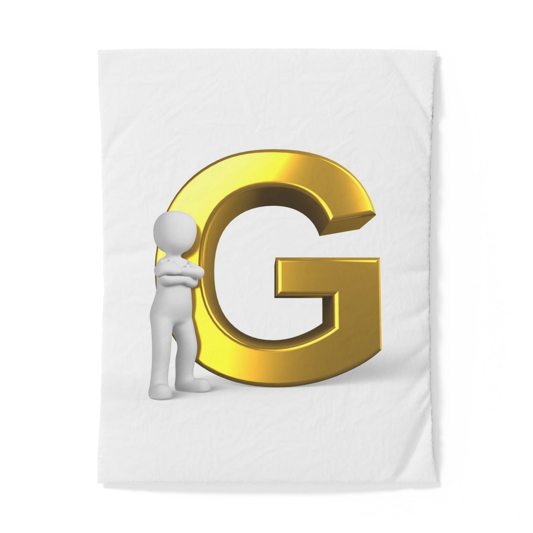 Housse de couette lettre G dorée | Parure de lit monogramme initiale
