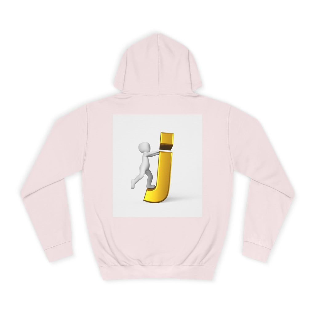3D Stick Figure Riding Gold Letter J Hoodie | Initial Monogram Letter J