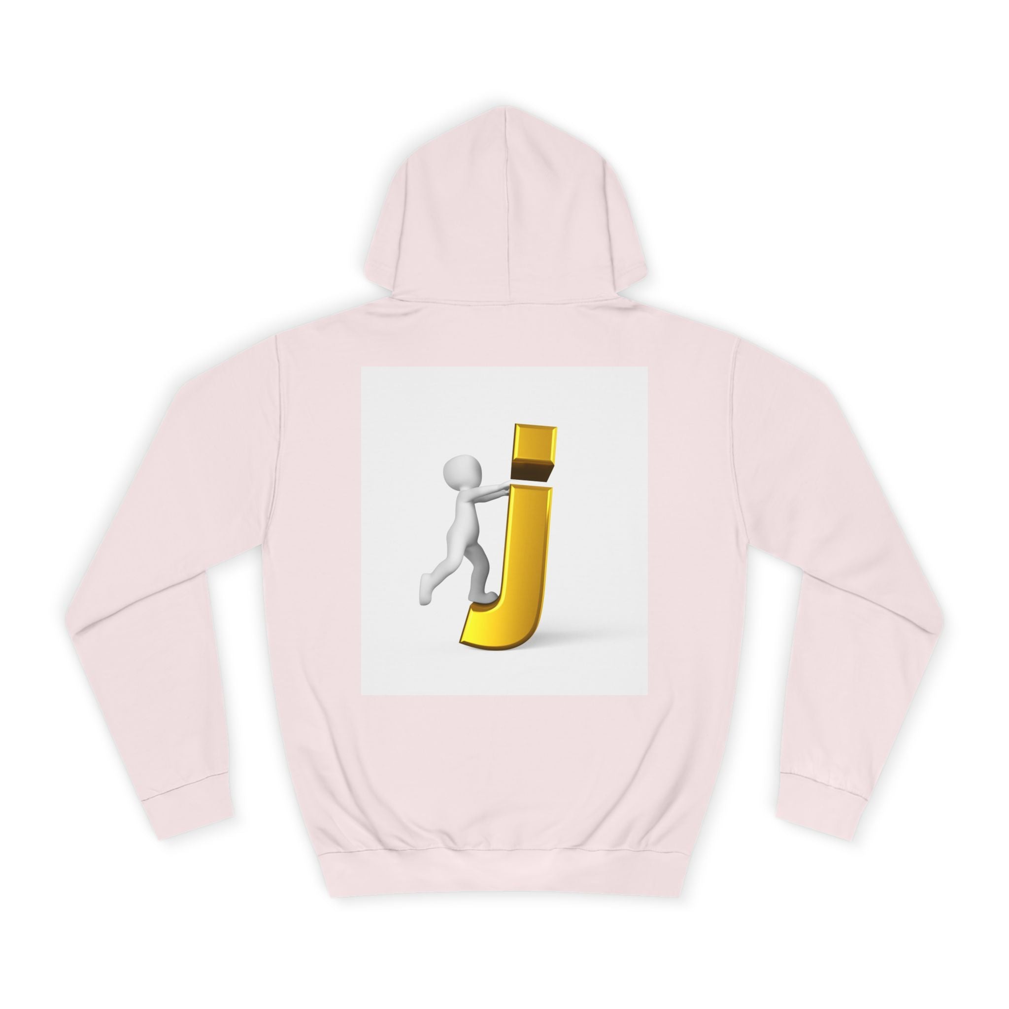 3D Stick Figure Riding Gold Letter J Hoodie | Initial Monogram Letter J