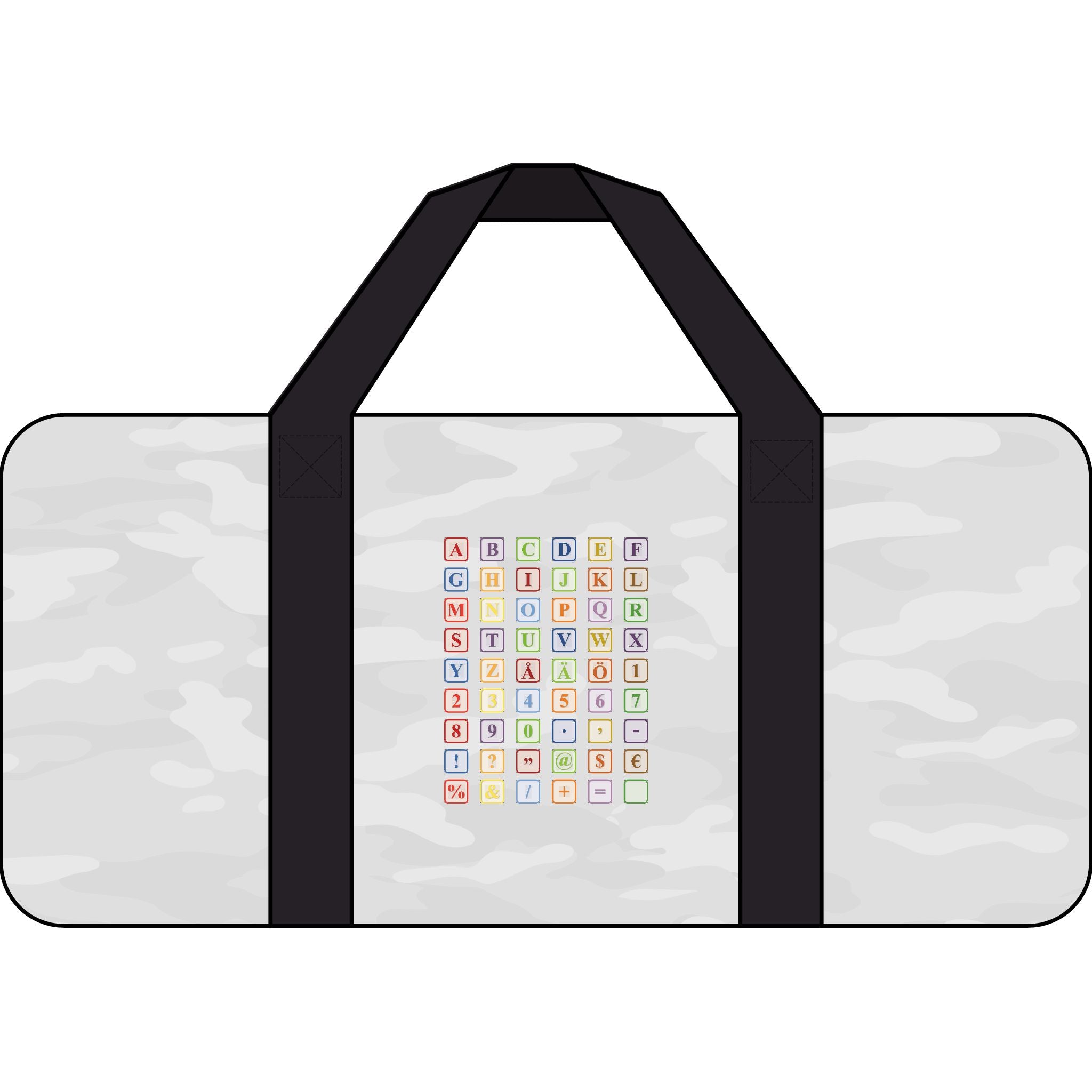 Sac de voyage damier avec bandoulière, sac de voyage avec écussons alphabet