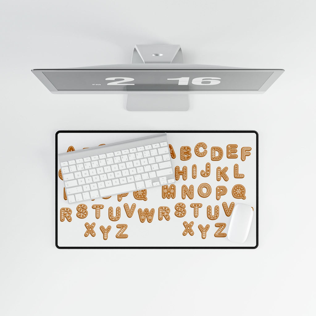 Gingerbread Cookie Alphabet Desk Mat | Cute Baking Letters Mouse Pad