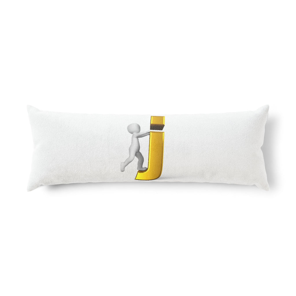 Stick Figure Climbing Gold Letter J Body Pillow | Monogram Initial Pillow