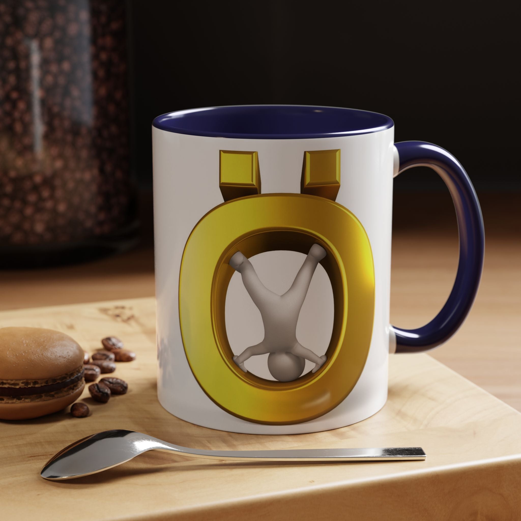 3D Gold Ö Letter Coffee Mug | Accent Handle, Black Interior