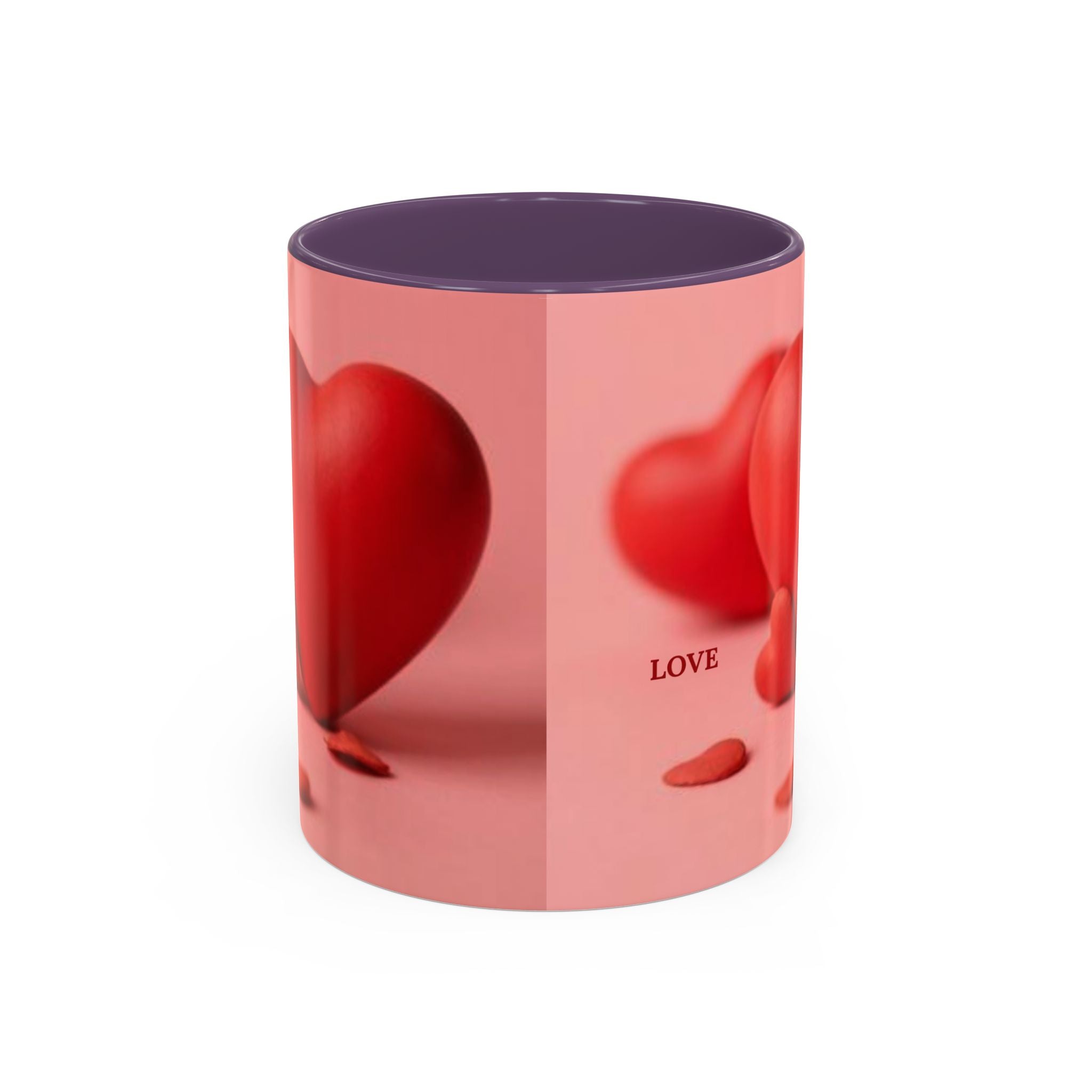 Red Heart Love Design Accent Coffee Mug | Valentine Heart Ceramic Mug
