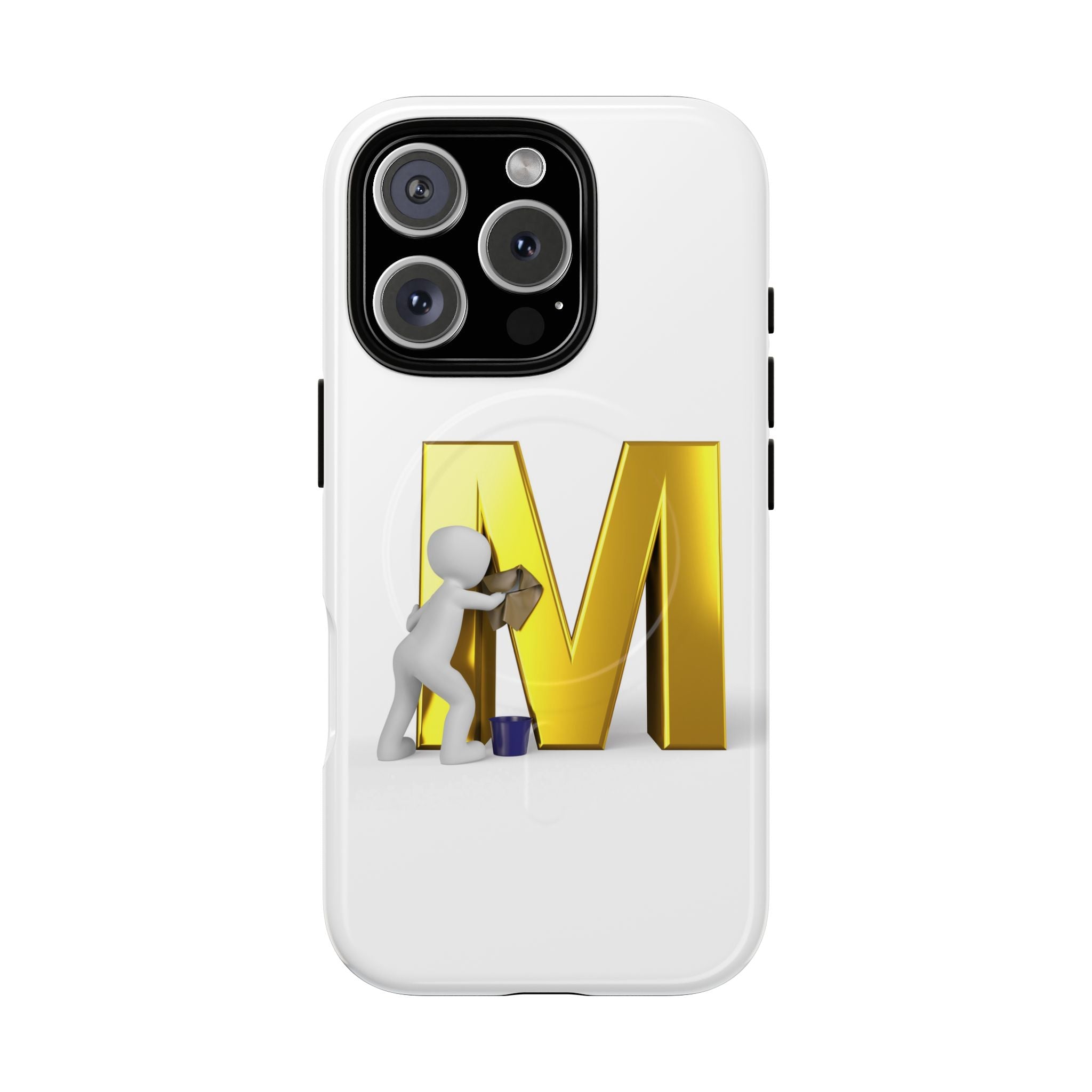Coque de téléphone aimantée et robuste avec lettre M dorée | Coque magnétique résistante