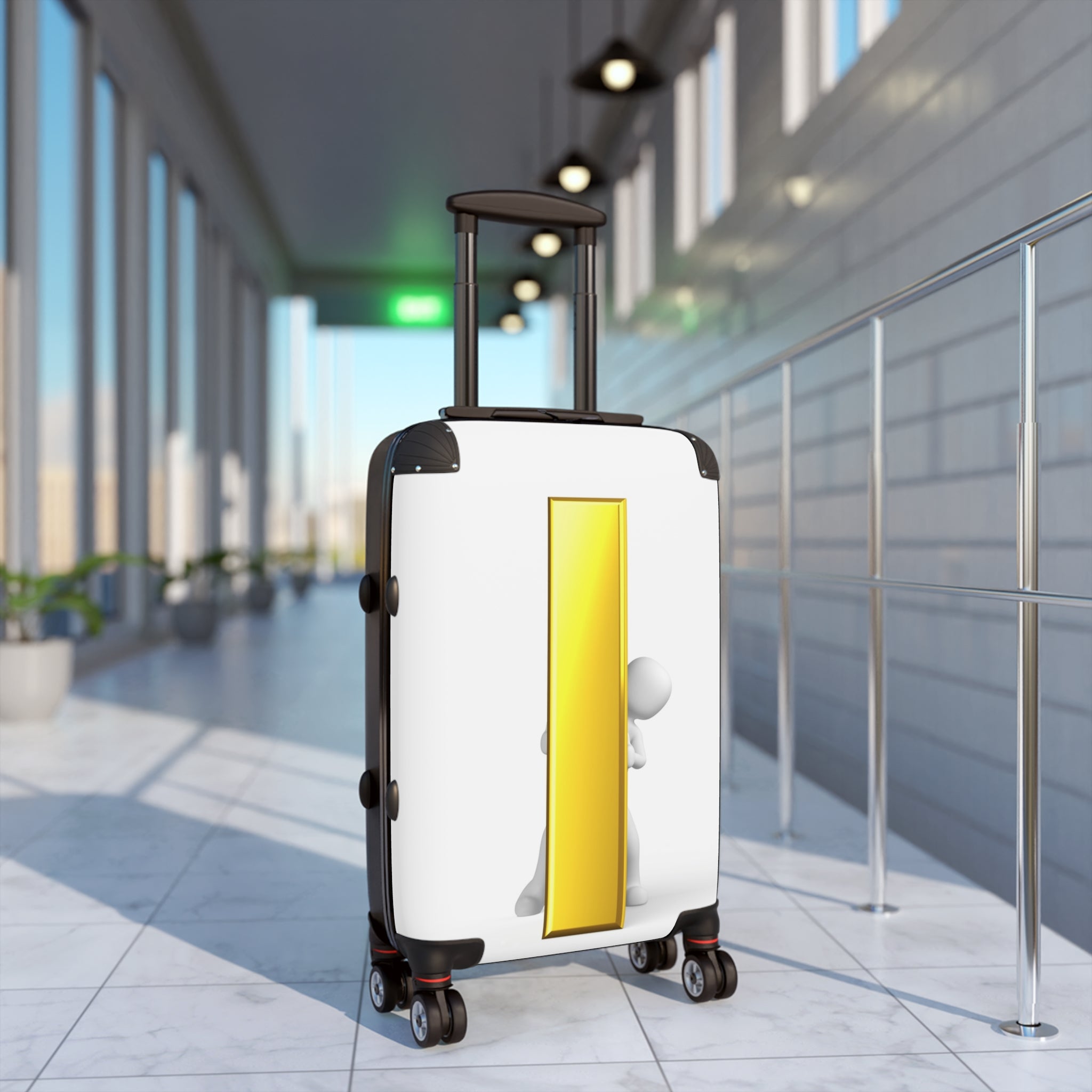 3D Character with Gold Letter i Suitcase | Rolling Luggage