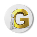Gold Letter G with Figure Ceramic Coaster | Monogram Initial Coaster