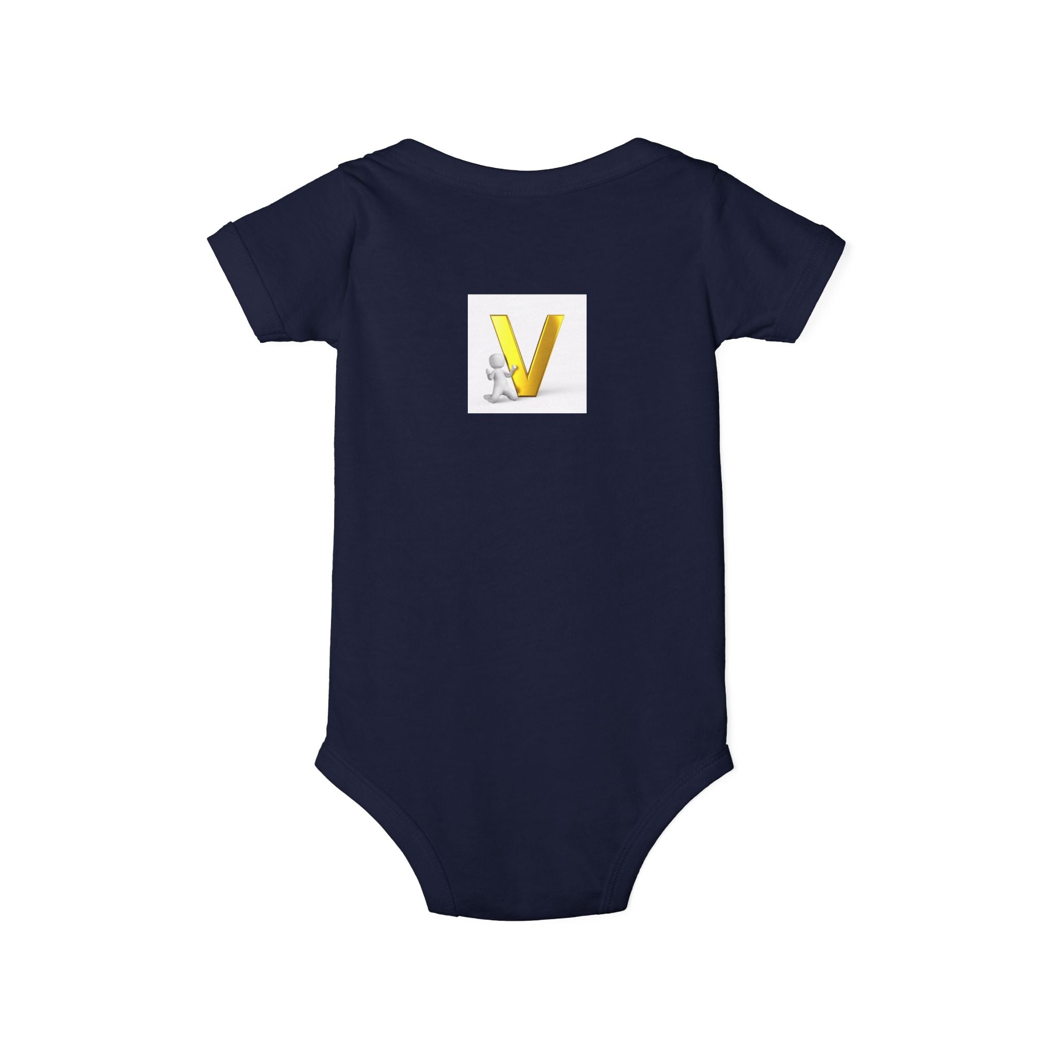 Gold Letter V Baby Bodysuit | Cute Bunny Initial Onesie