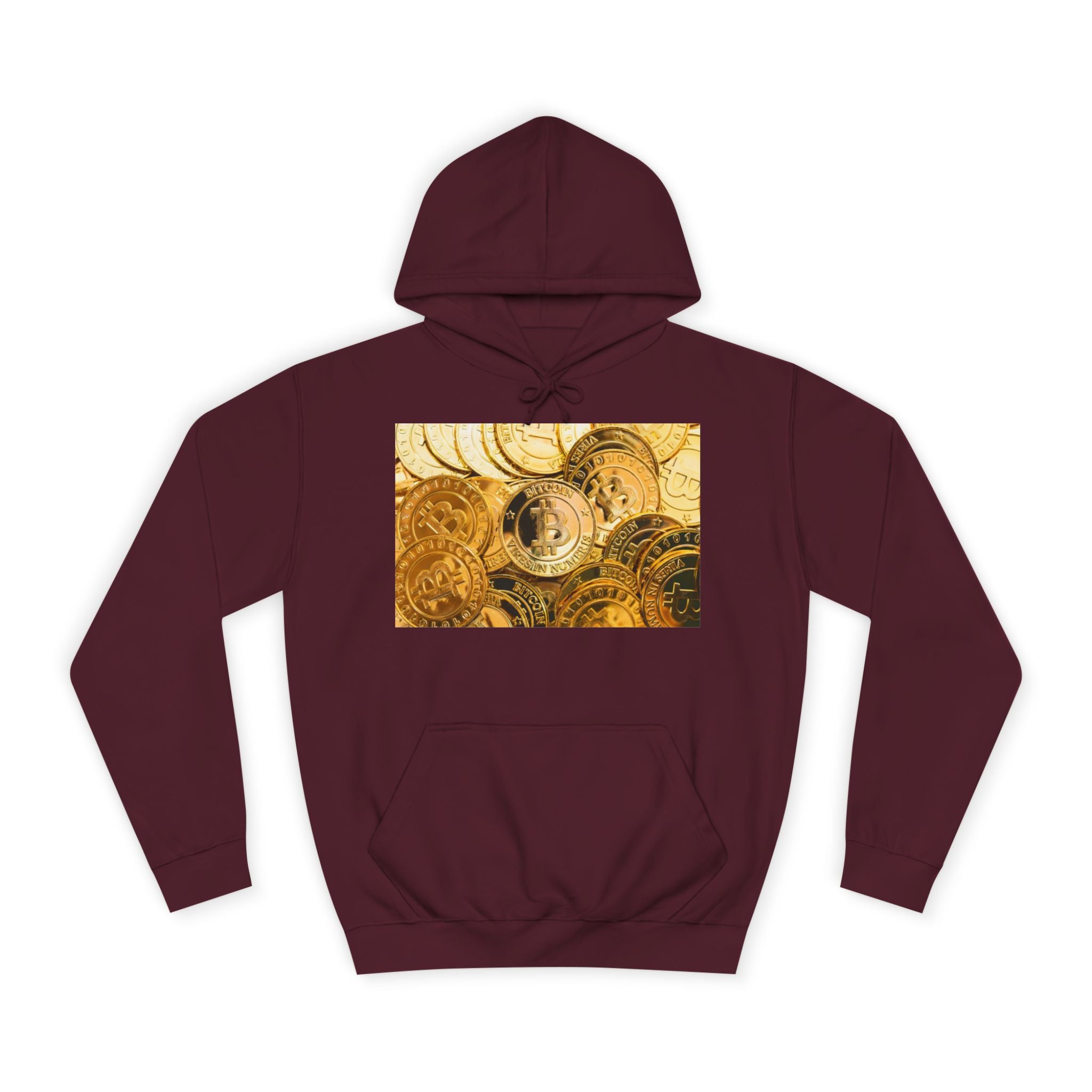 Golden Bitcoin Coins Hoodie | Crypto Cryptocurrency Crypto Art, Digital Currency Apparel