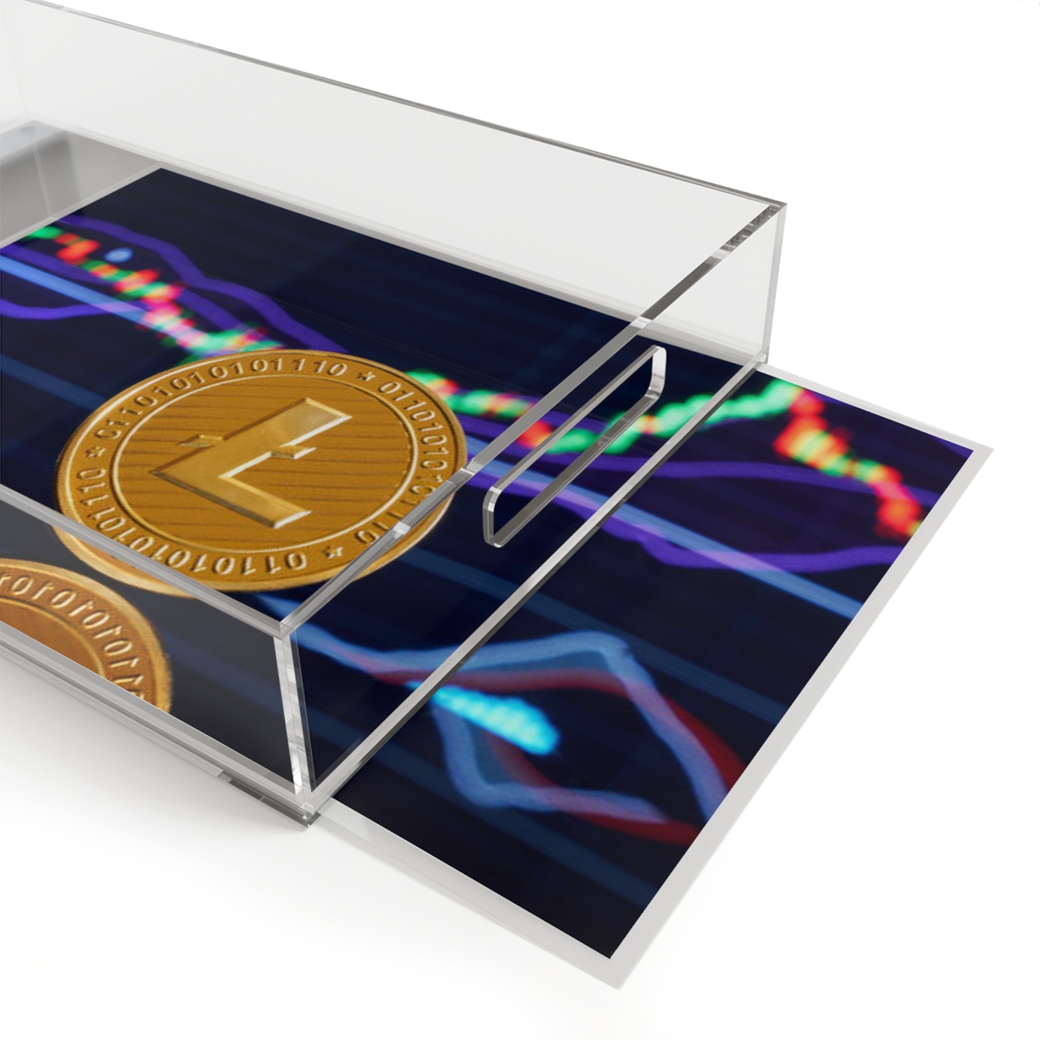 Litecoin Crypto Coin acrylic serving tray | Cryptocurrency market chart decor