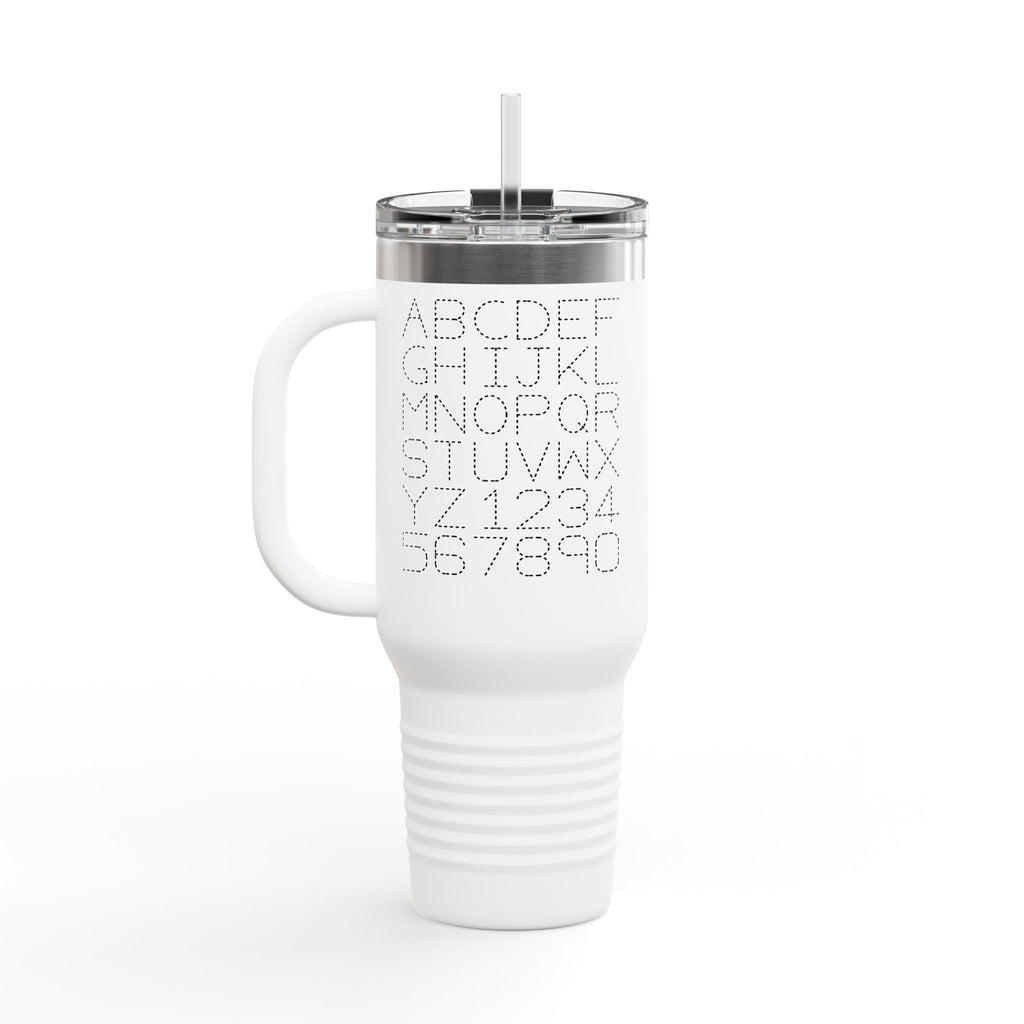Alphabet Letters and Numbers Insulated Travel Mug | 40oz Tumbler