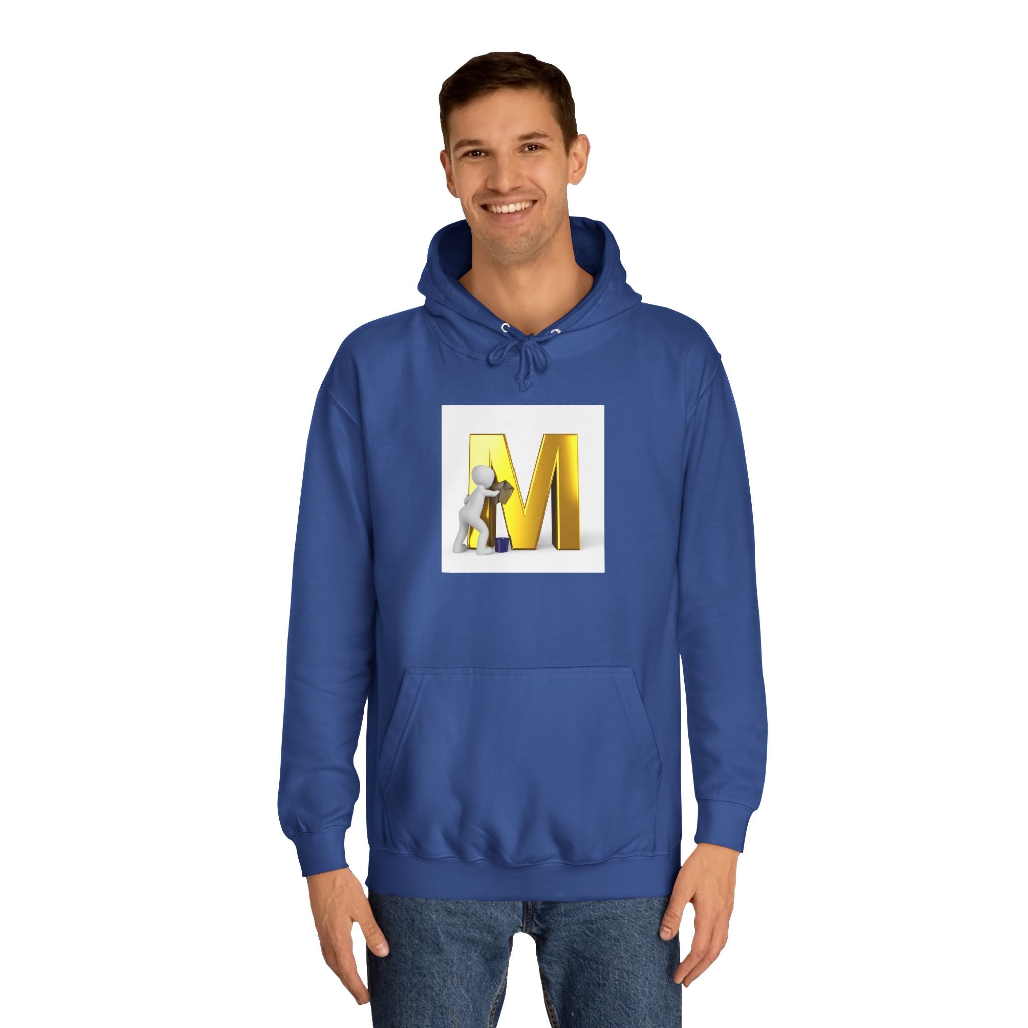Gold Letter M with Figure Hoodie | Monogram Initial M Sweatshirt