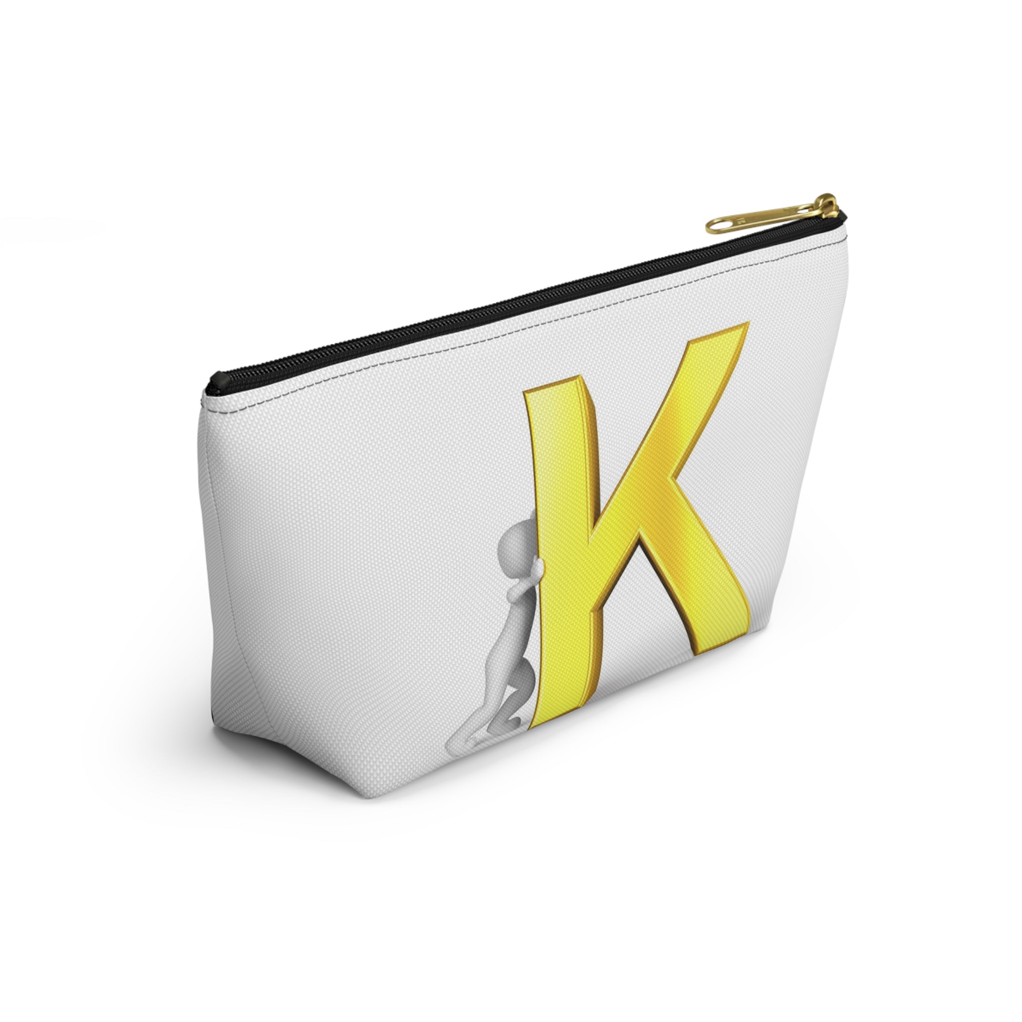 Yellow Letter K Monogram Accessory Pouch | Initial K Makeup Bag