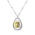 Oval Initial Necklace — Personalized Gold 'g' Pendant in Silver Teardrop