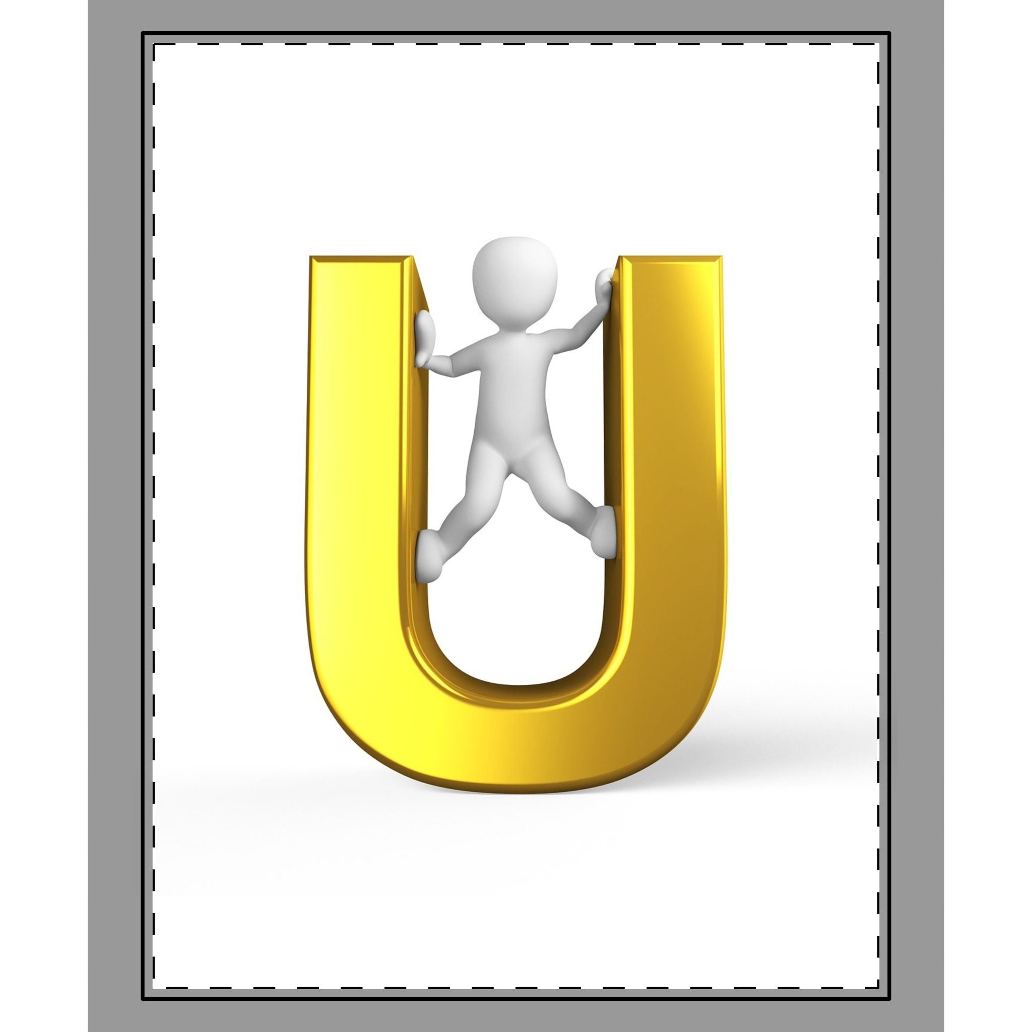 Gold Letter U with Climbing Figure Woven-Style Coverlet | Monogram Throw